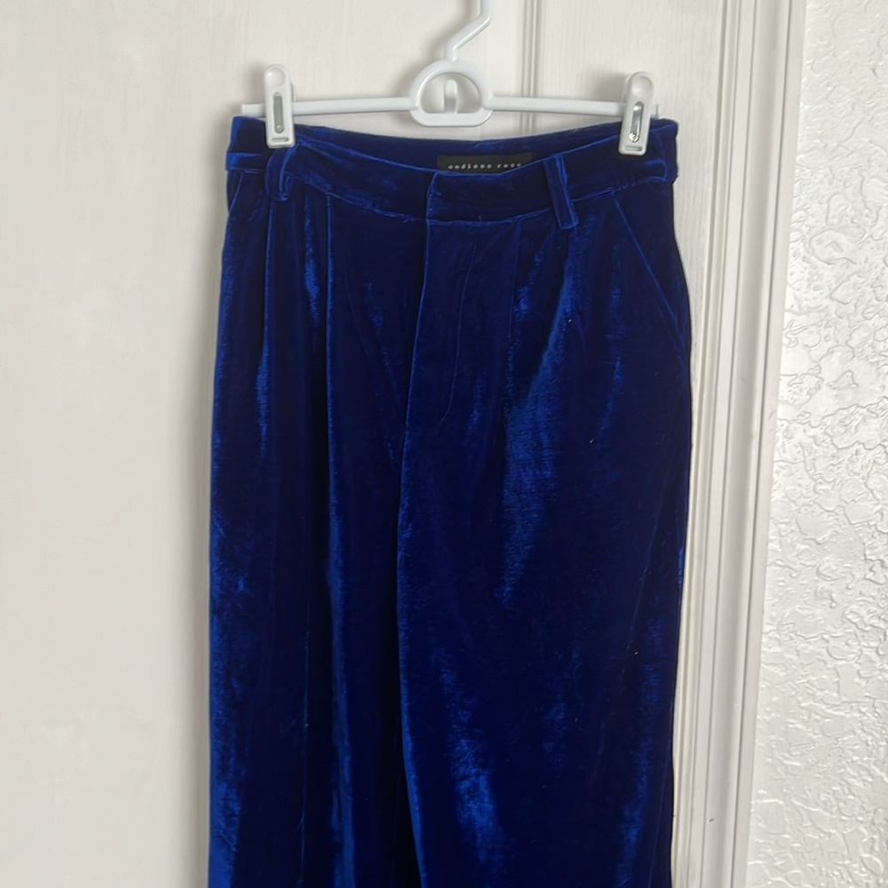 Endless Rose Royal Blue Velvet Pants - Picture 3 of 5